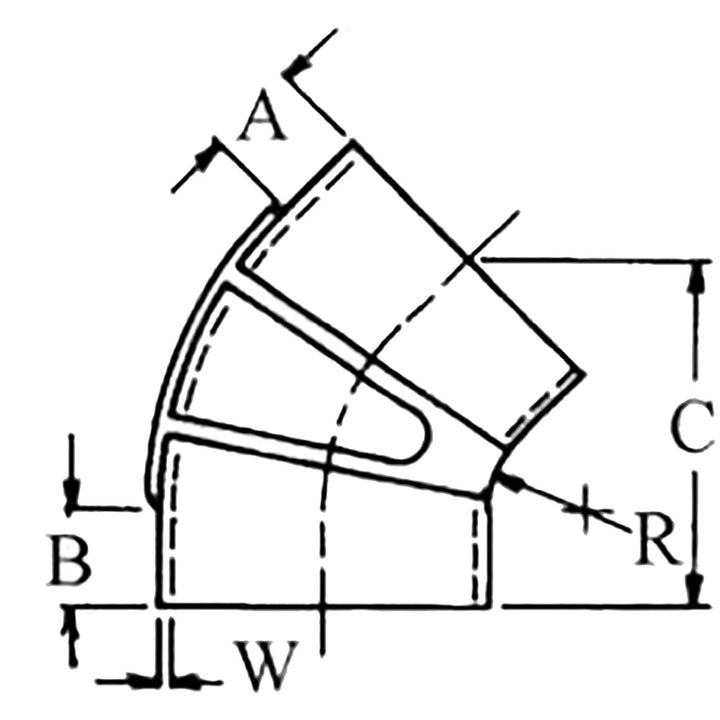Coude d'échappement humide moulé en caoutchouc EPDM noir Trident Marine, diamètre intérieur 6" (diamètre intérieur 45°), avec 4 colliers de serrage en T.