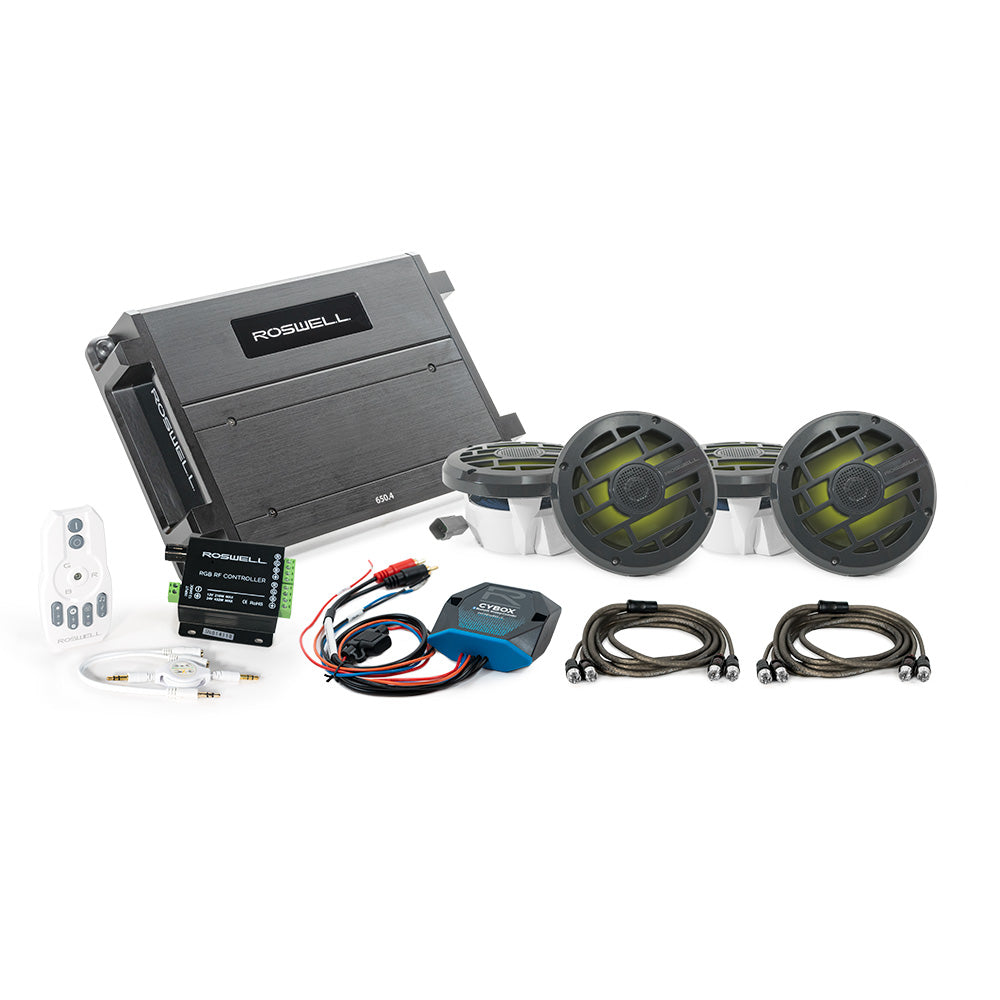 Roswell R 6.5" Marine Audio Package w/RGB Remote Controller - Anthracite Grill