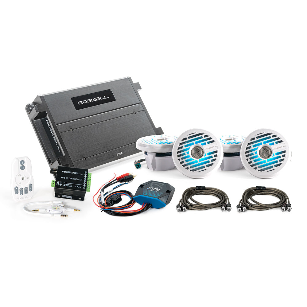 Roswell R1 6.5" Marine Audio Package w/RGB Remote Controller - White
