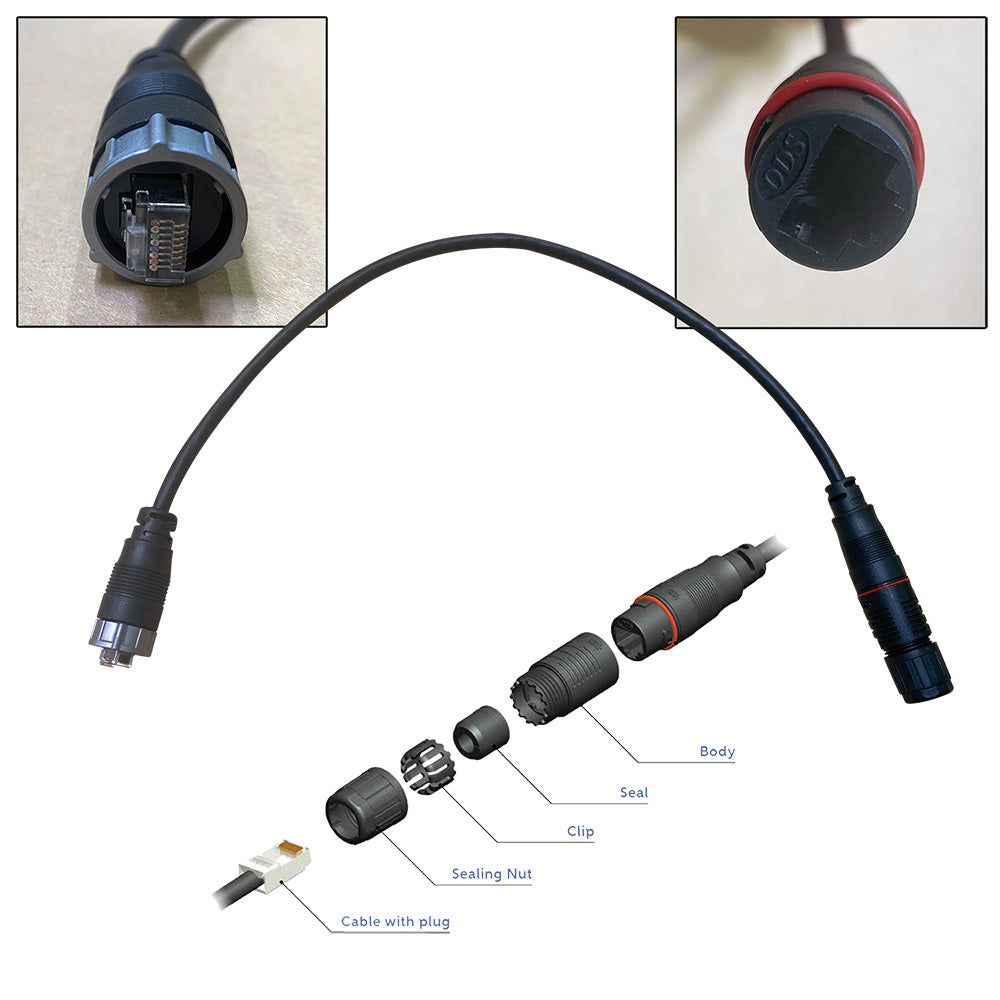 Câble Furuno RJ45 vers HUB102 0,5 m Adaptateur RJ45 (M) vers RJ45 étanche