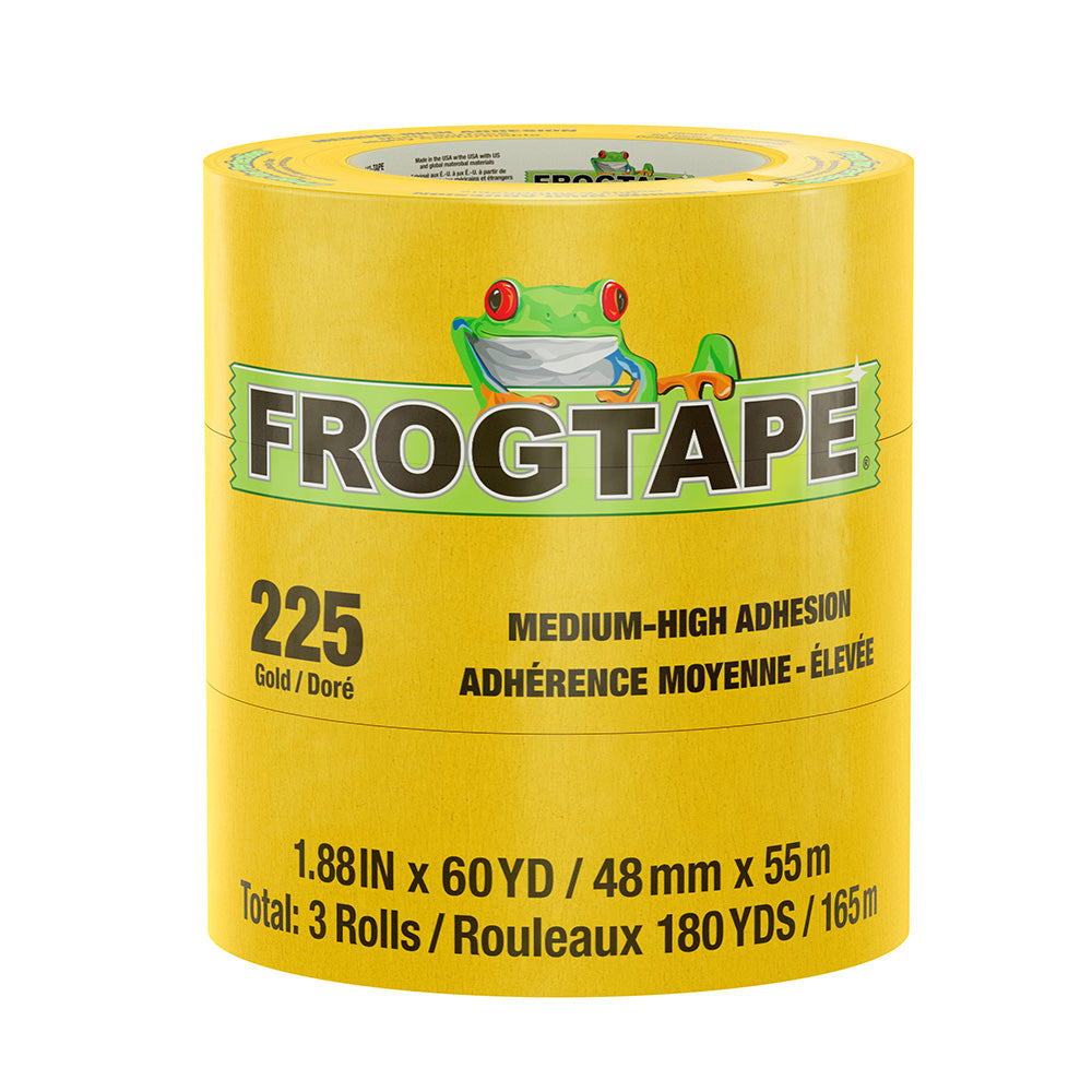 Ruban de masquage FrogTape CP 225 à adhérence moyenne-élevée - 48 mm x 55 m x 6 paquets - Or - Classé f/225F