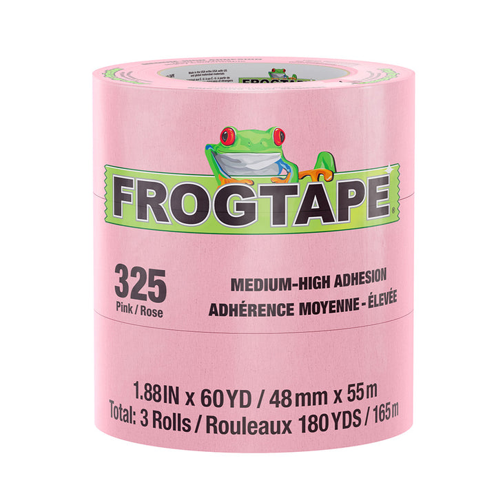 Ruban de masquage FrogTape CP 325 à adhérence moyenne-élevée - 48 mm x 55 m x 6 pièces - Rose - Conforme à la norme 325F