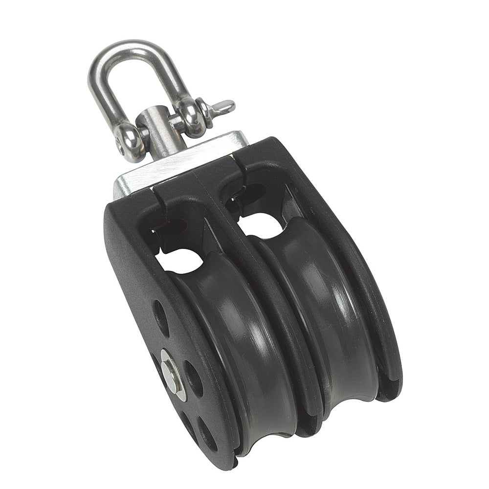 Poulie double à roulement lisse Barton Marine taille 3 45 mm avec émerillon