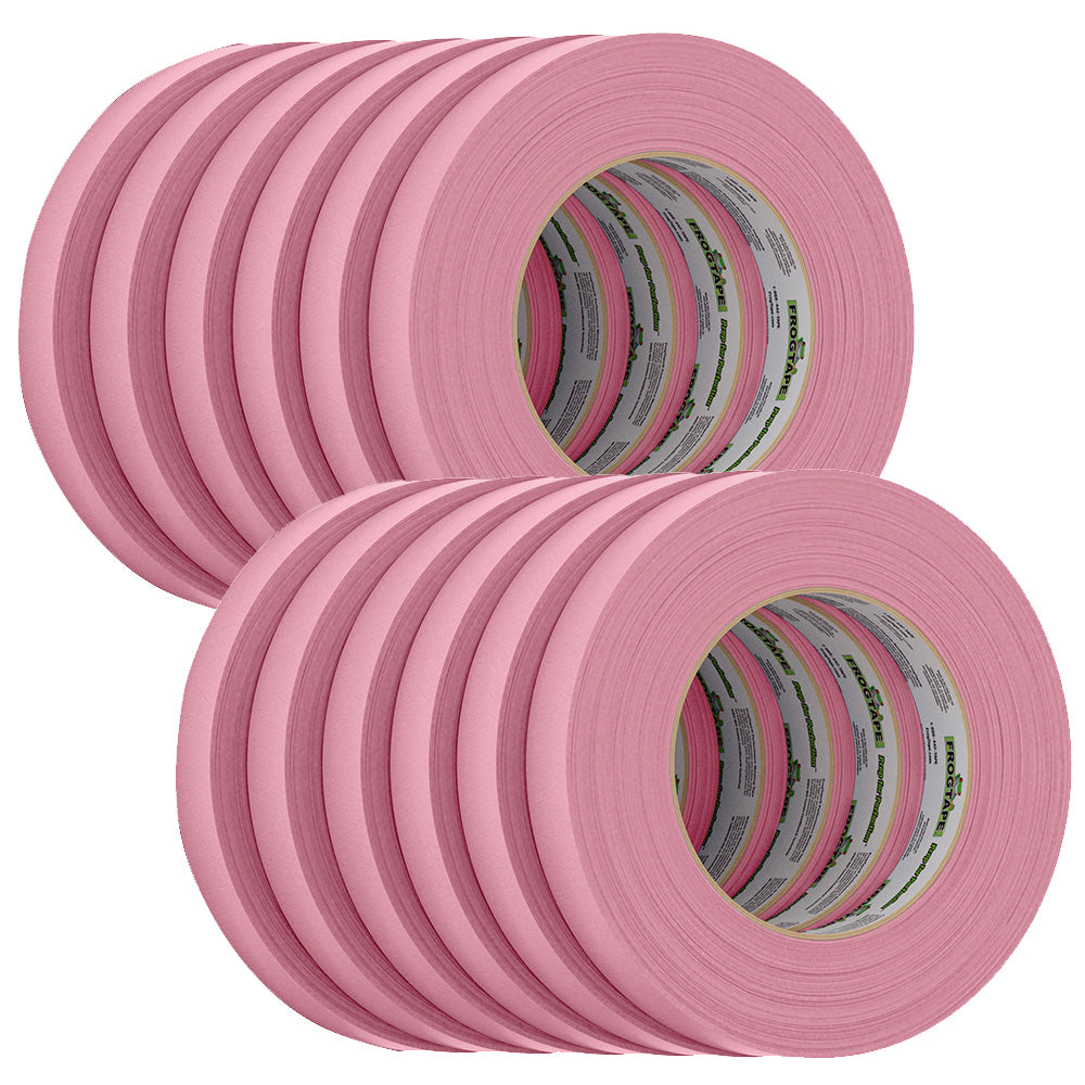 Ruban de masquage FrogTape CP 325 à adhérence moyenne-élevée - 18 mm x 55 m x paquet de 12 - Rose - Conforme à la norme 325F