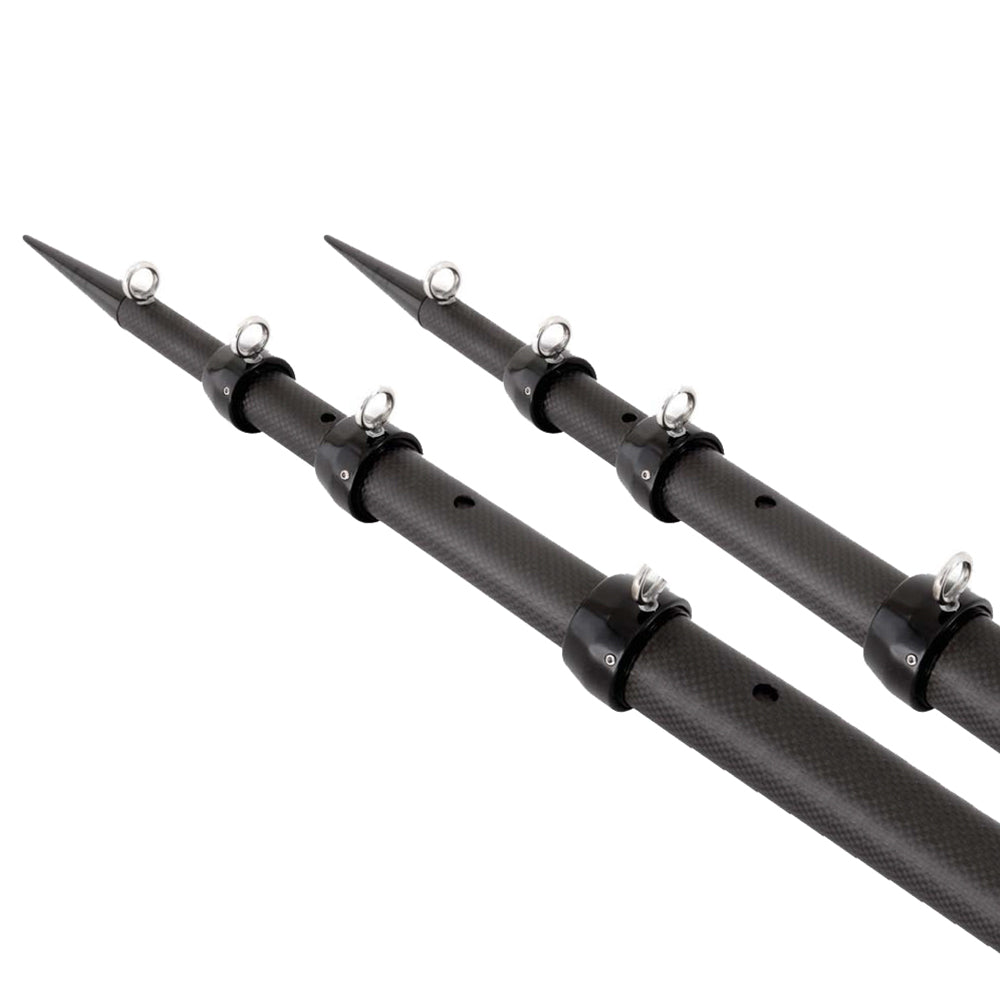 Perches télescopiques Tigress 15' XD 3K en fibre de carbone - Noir mat/Noir - Paire