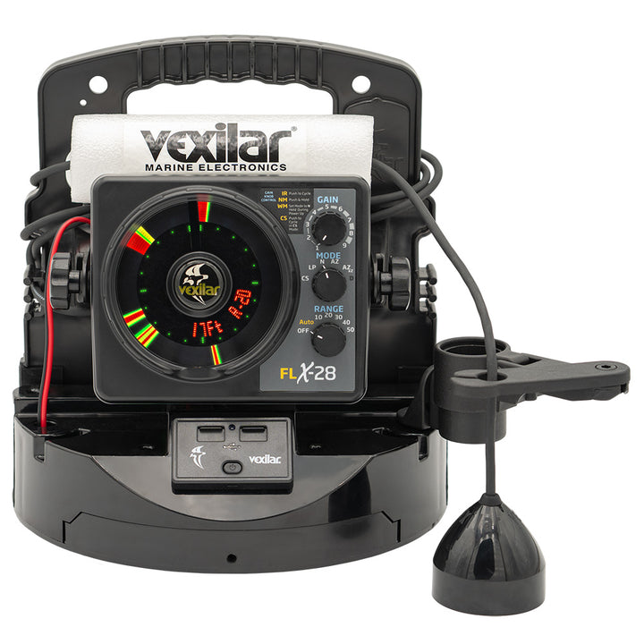 Vexilar FLX-28 Pro Pack Elite Fishing System w/Pro View Ice-Ducer  Vexilar Lithium Battery