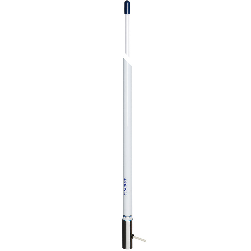 Antenne VHF Scout blanche de 8 pi, virole en acier inoxydable de 6 dB avec câble coaxial RG-58 de 5 m, PL-259 inclus, KS-42 inclus