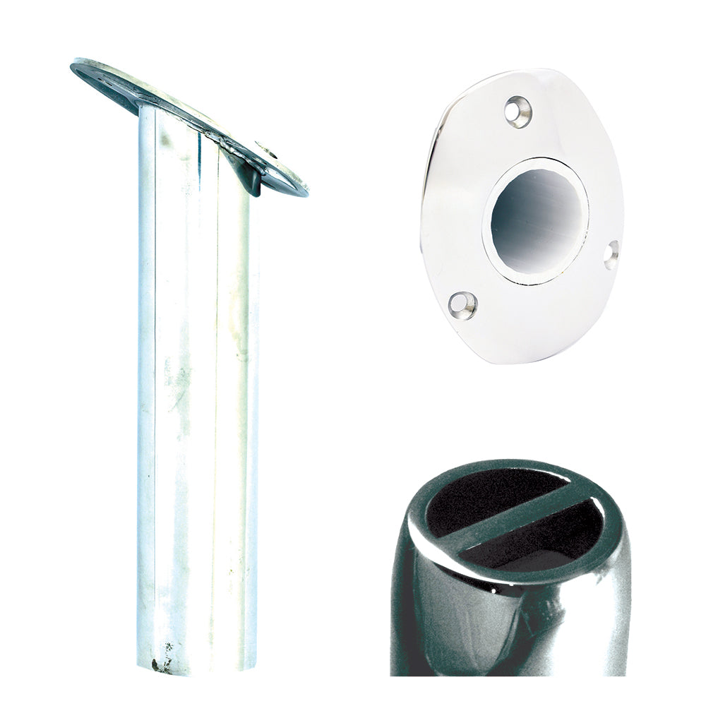 Porte-canne à tête ovale Tigress SS pour montage sur plat-bord - 30 degrés - 9"