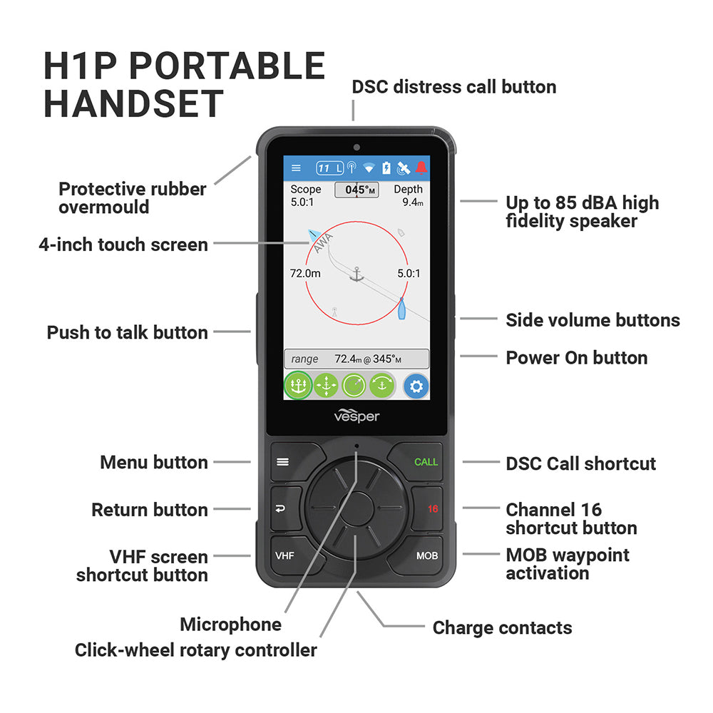 Téléphone portable/sans fil/rechargeable Vesper Cortex H1P avec station de charge