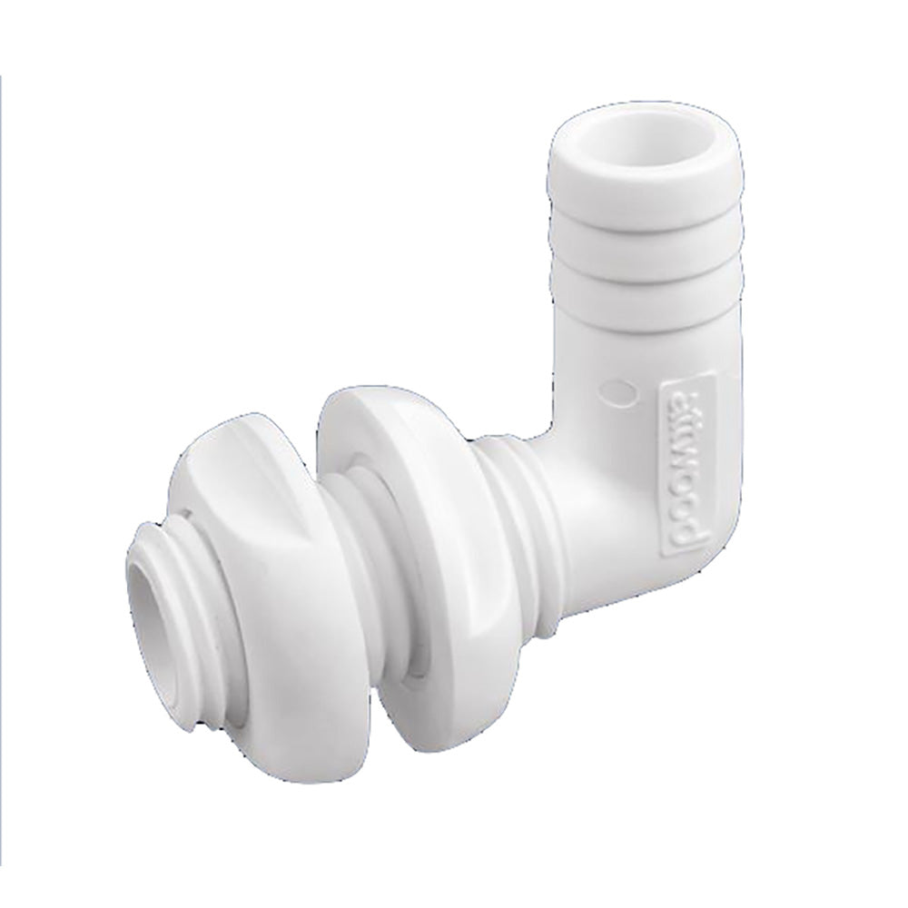 Connecteur traversant à 90 degrés en plastique blanc Attwood - Diamètre intérieur 1-1/8"