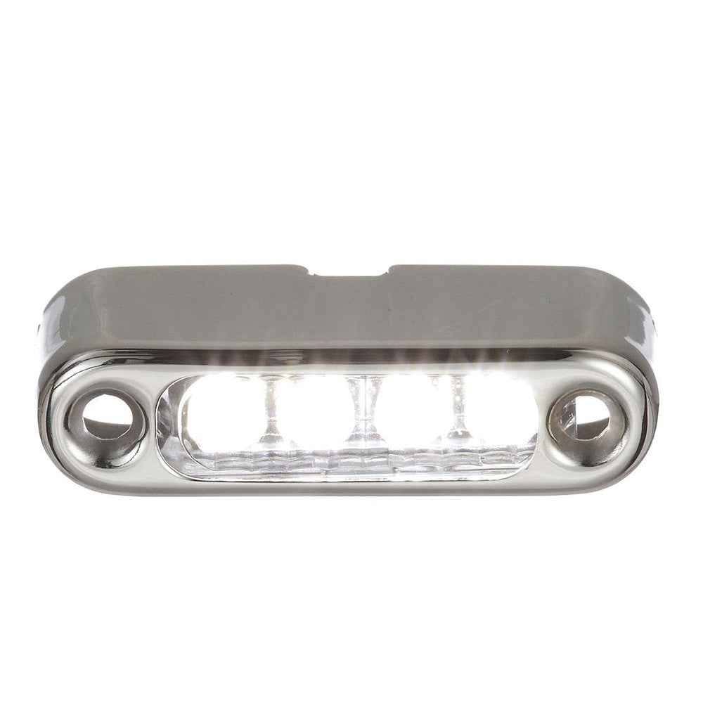 Micro-éclairage LED blanc Attwood avec cadre en acier inoxydable, montage vertical