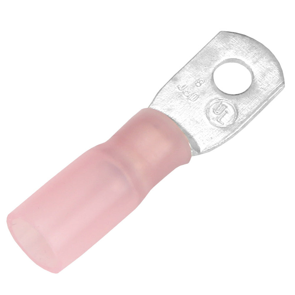 Cosse à anneau thermorétractable Pacer 8 AWG - Taille de goujon n° 10 - Paquet de 25