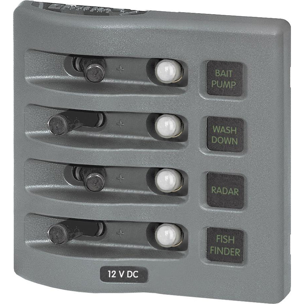 Panneau de disjoncteurs étanche Blue Sea 4374 WeatherDeck - 4 positions - Gris