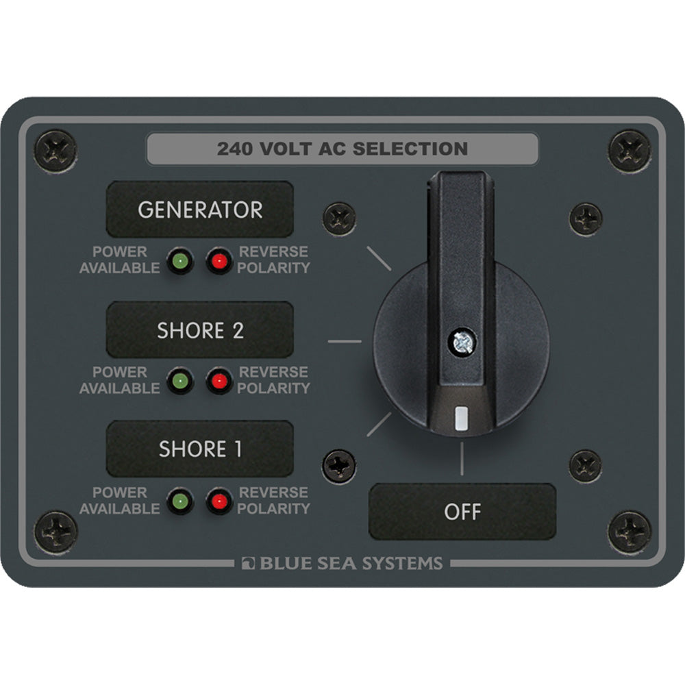 Panneau de commutation rotatif Blue Sea 8361 AC 65 ampères 3 positions + OFF, 3 pôles