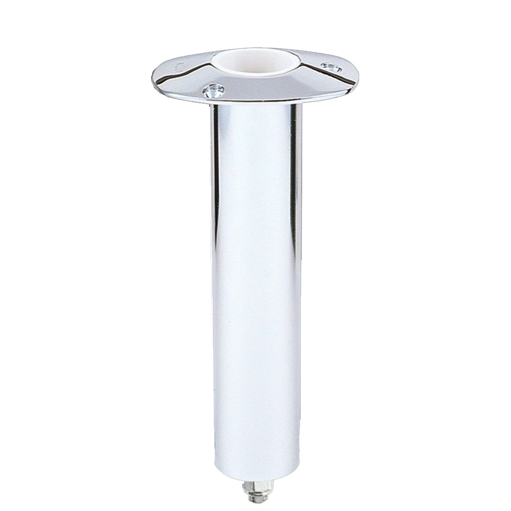 Support de canne à pêche encastré à base pivotante en acier inoxydable à 0 degré de Lee - Moyen - Tube de 2" de diamètre extérieur x 6,5" pour petits bouts courbés