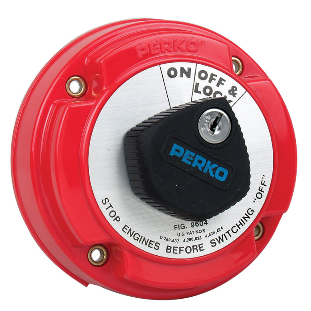 Interrupteur de déconnexion de batterie principale Perko pour usage moyen avec déconnexion du champ d'alternateur et verrouillage à clé