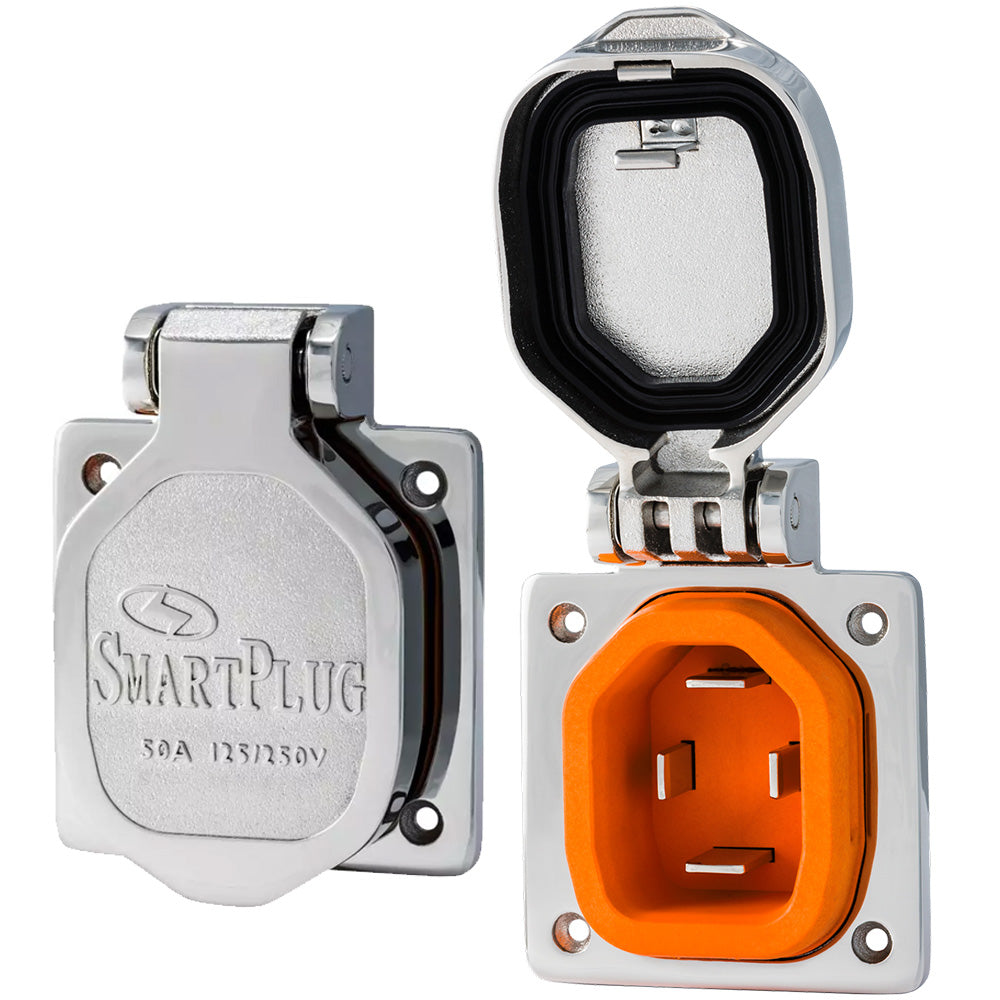 Prise mâle SmartPlug 50 A avec couvercle - Acier inoxydable