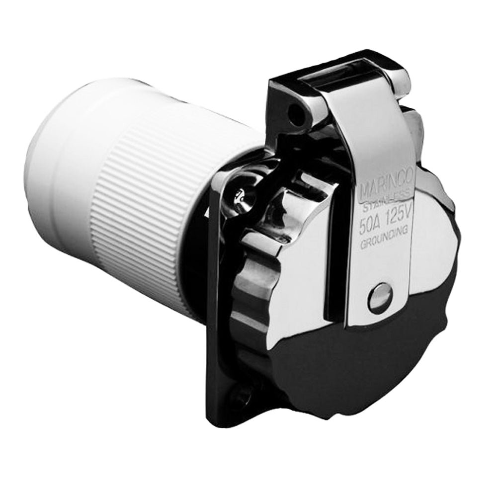 Prise d'entrée en acier inoxydable Marinco 6371EL-B 50 A/125 V