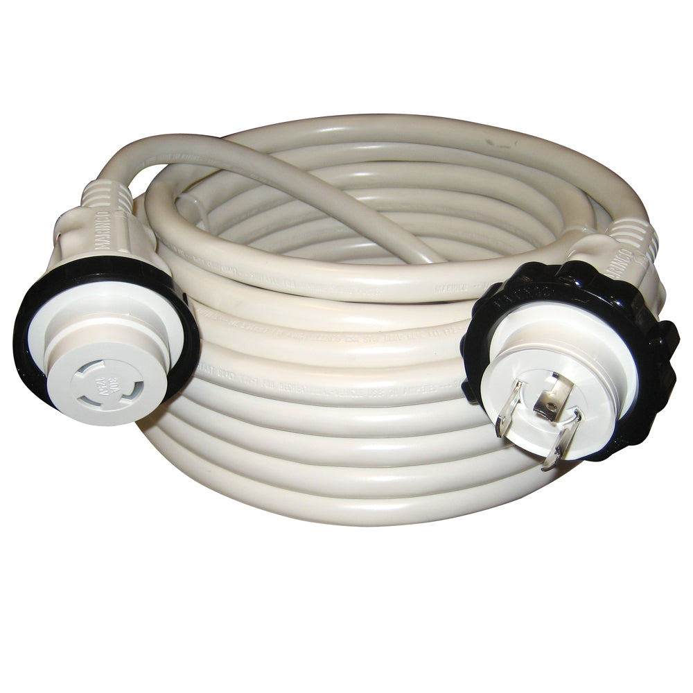 Cordon d'alimentation standard moulé Marinco 30 A 125 V - Blanc - 50 pi