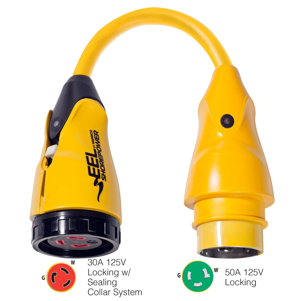 Adaptateur Marinco P503-30 EEL 30 A-125 V femelle vers 50 A-125 V mâle - Jaune