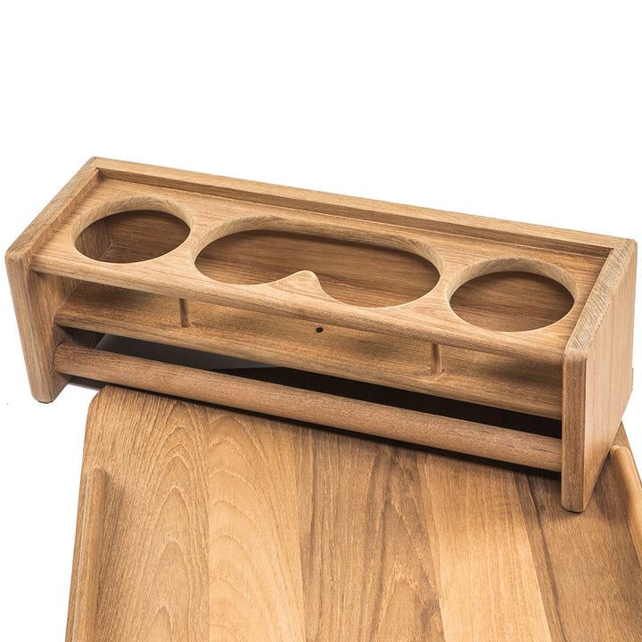 Porte-gobelet en teck Whitecap avec plateau de table de cockpit amovible - Peut contenir 4 verres