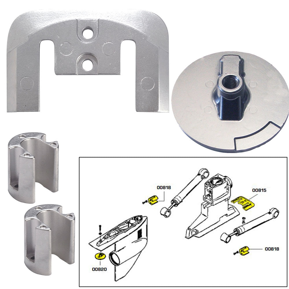 Kit d'anodes Tecnoseal avec matériel - Mercury Bravo 2-3 - Aluminium