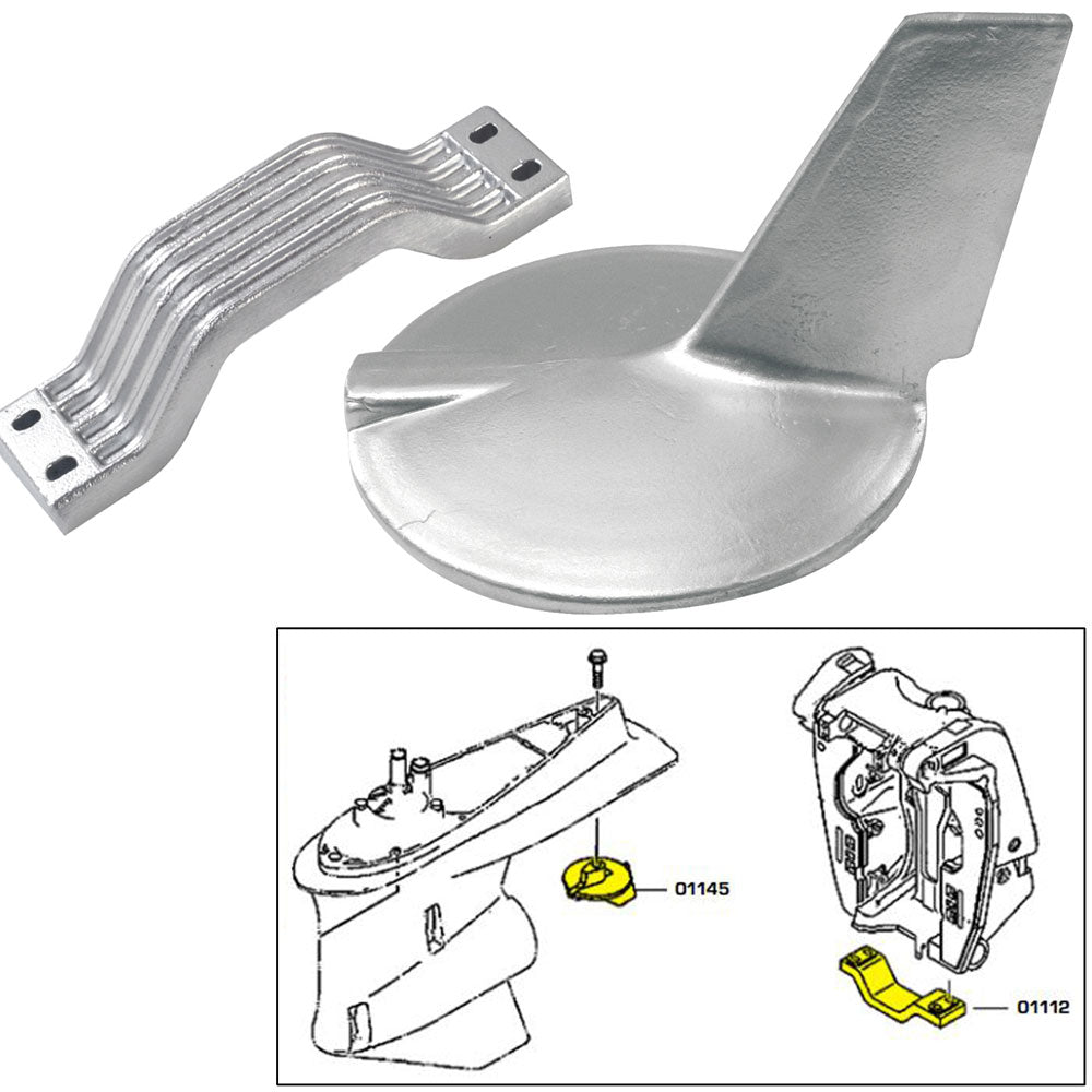 Kit d'anodes Tecnoseal avec visserie - Yamaha 200-300 CV hautes performances - Zinc