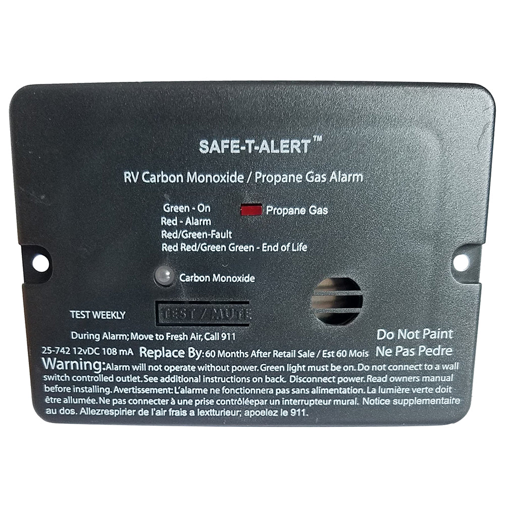 Détecteur de monoxyde de carbone et de propane Safe-T-Alert Combo - Montage encastré - Mini - Noir