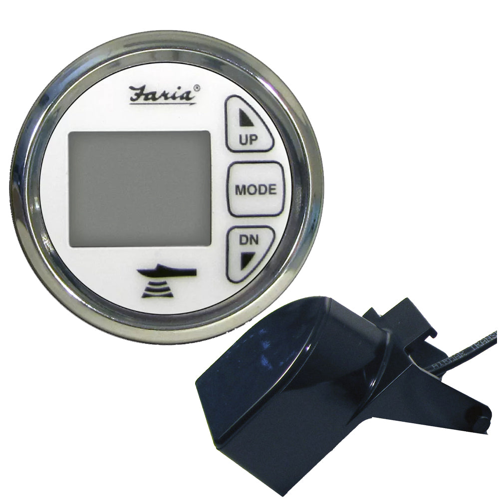 Faria Chesapeake White SS 2" Dual Depth Temp Sounder w/Transom Mount Transducer