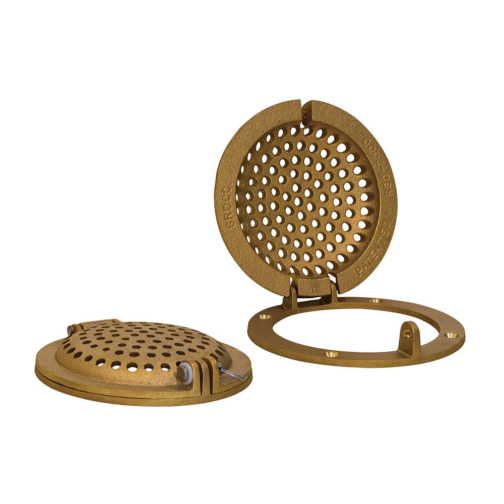 Crépine de coque ronde en bronze GROCO avec porte d'accès pour passe-coque jusqu'à 4"