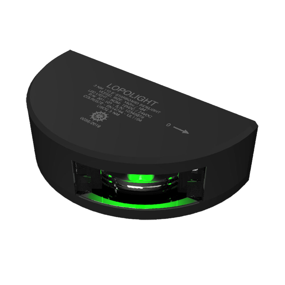 Lopolight Série 301-101 - Starboard Sideight - 3NM - Montage vertical - Vert - Boîtier noir