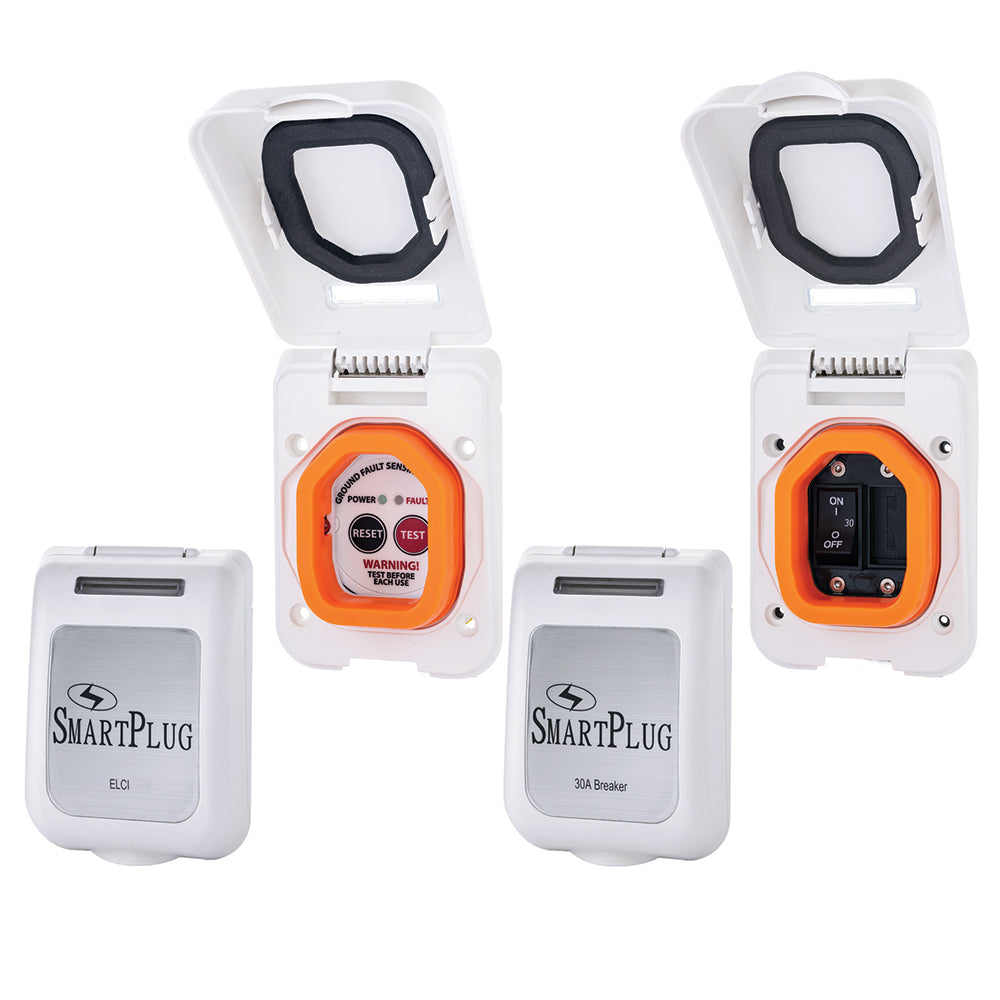 Kit combiné SmartPlug avec capteur ELCI, disjoncteur 30 A, porte non métallique - Blanc
