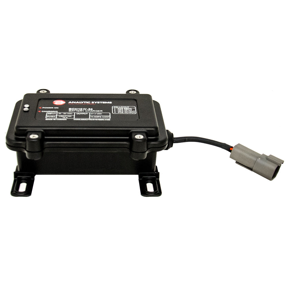 Chargeur de batterie CC étanche IP66 d'Analytic Systems, 10 A, sortie 24 V, entrée 30-80 V, robuste