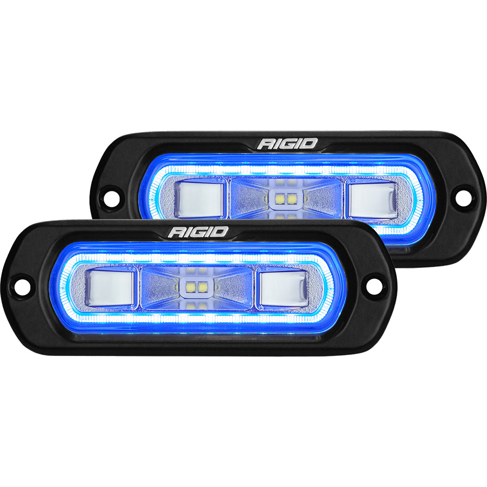 Projecteur d'épandage encastré RIGID Industries série SR-L - Boîtier noir - Halo bleu