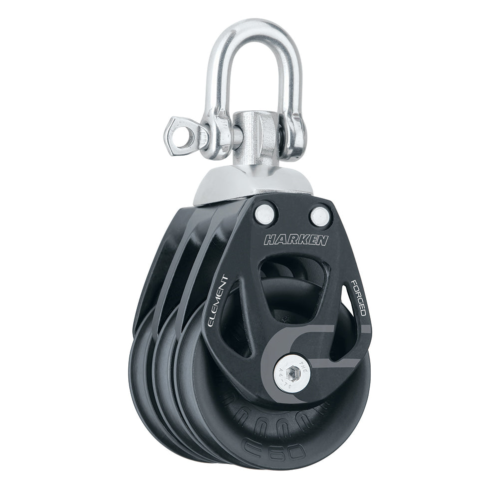 Poulie à triple élément en aluminium Harken 60 mm avec émerillon