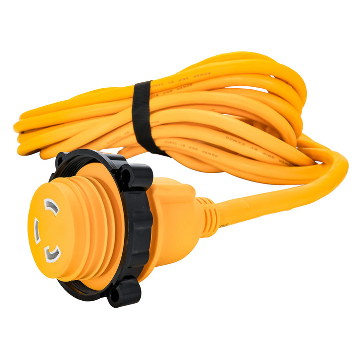 Rallonge marine Camco Power Grip 30 A - Adaptateur verrouillable/verrouillable en F 50 m