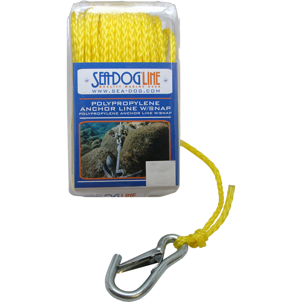 Ligne d'ancrage Sea-Dog Poly Pro avec mousqueton - 1/4" x 100 - Jaune