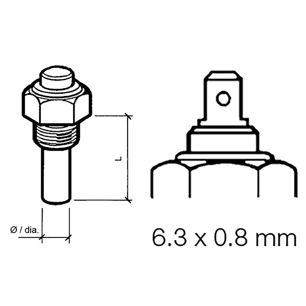Capteur de température d'huile moteur Veratron - Unipolaire, masse commune - 50-150 °C/120-300 °F - 6/24 V - Filetage M14 x 1,5