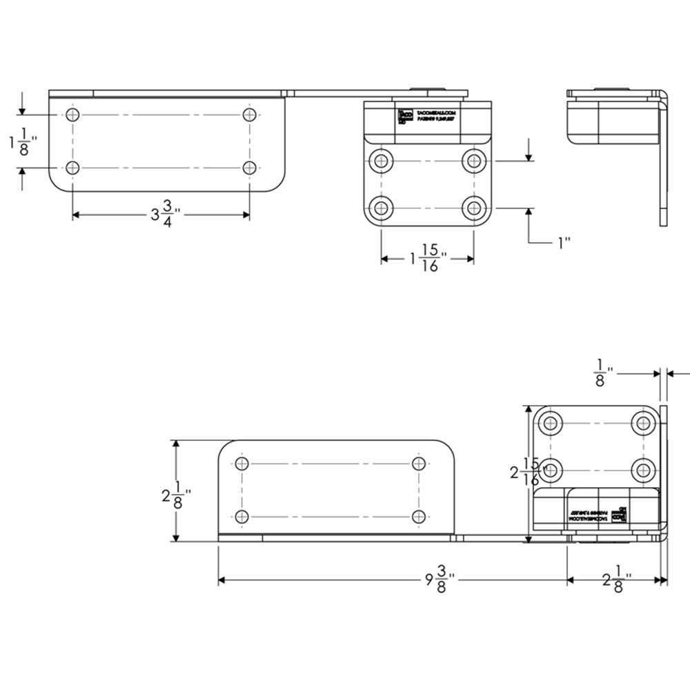Charnières à cliquet TACO Command - 9-3/8" - Acier inoxydable 316 poli - Paire