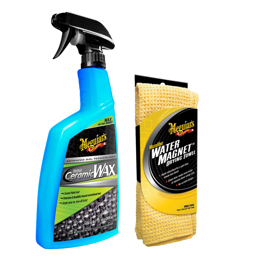 Serviette de séchage en microfibre Meguiars Hybrid Ceramic Wax avec aimant à eau - 22" x 30"