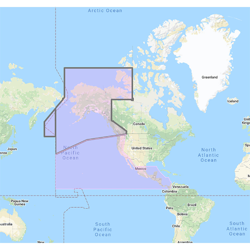 Carte Furuno (côte Pacifique des États-Unis, du Canada, d'Hawaï, de l'Alaska, du Mexique au Panama) - Carte C-MAP Mega Wide - Code de déverrouillage