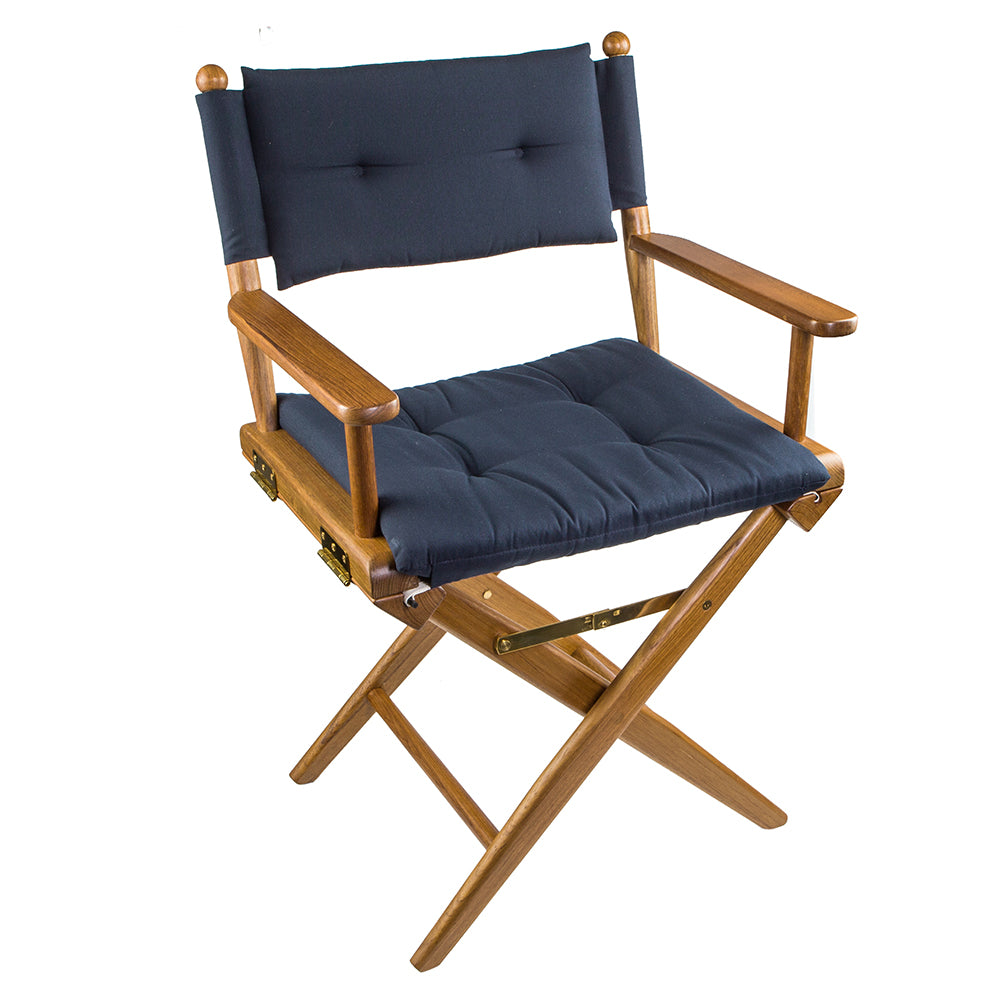 Chaise de réalisateur Whitecap avec coussin bleu marine - Teck