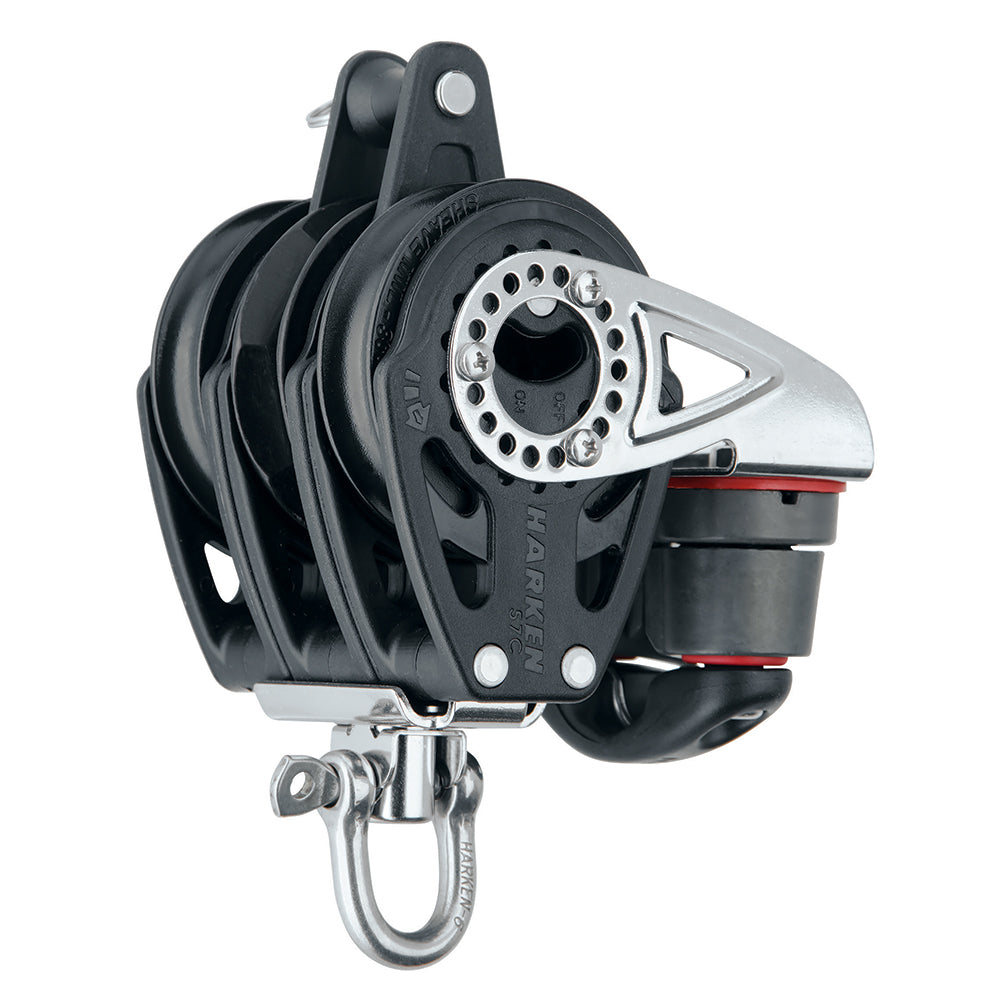 Poulie triple carbo Harken 57 mm - émerillon, ringot, taquet coinceur