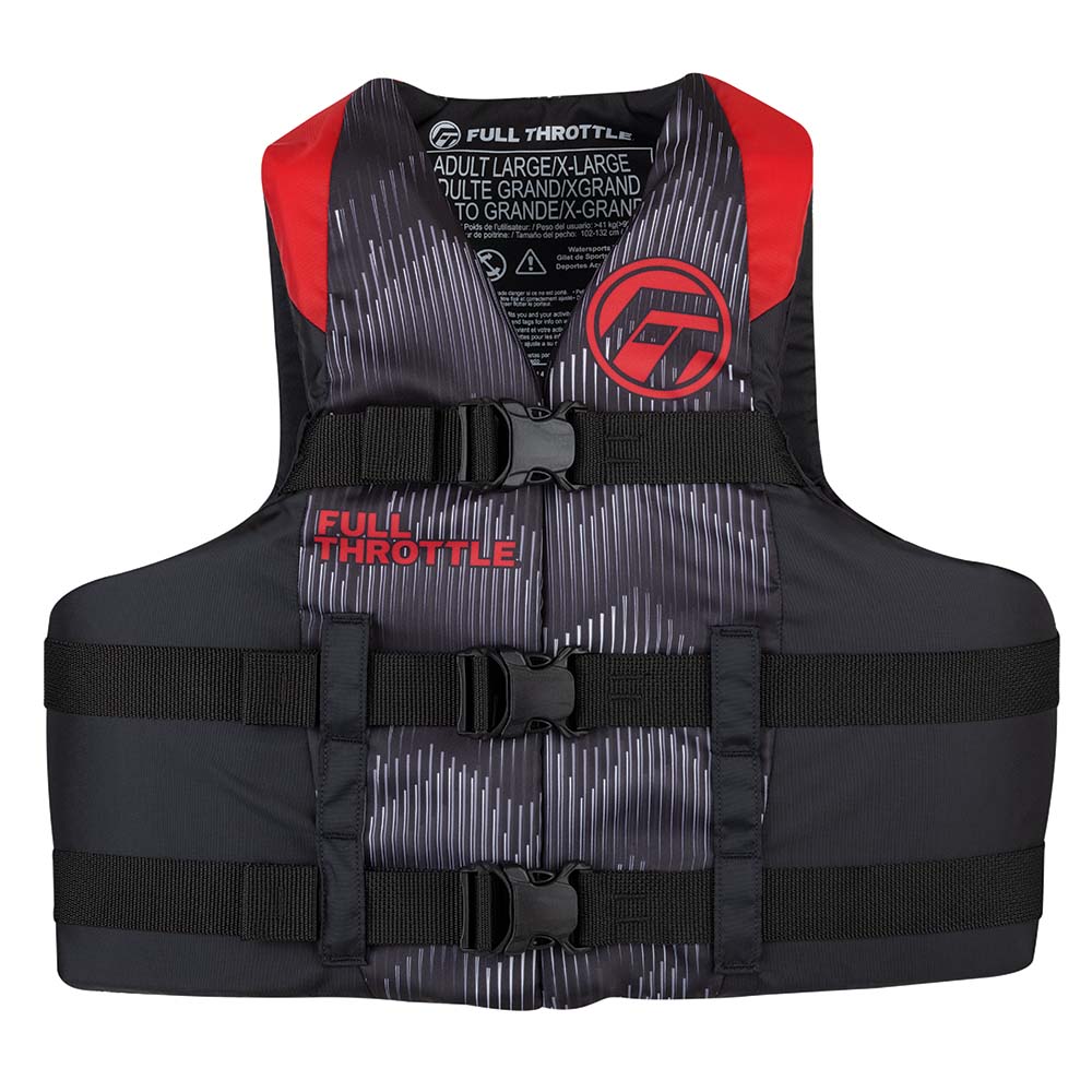 Gilet de sauvetage Full Throttle en nylon pour adulte - L/XL - Rouge/Noir