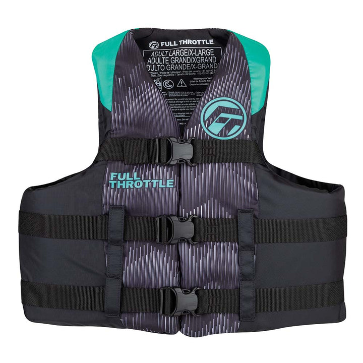 Gilet de sauvetage en nylon Full Throttle pour adulte - S/M - Aqua/Noir