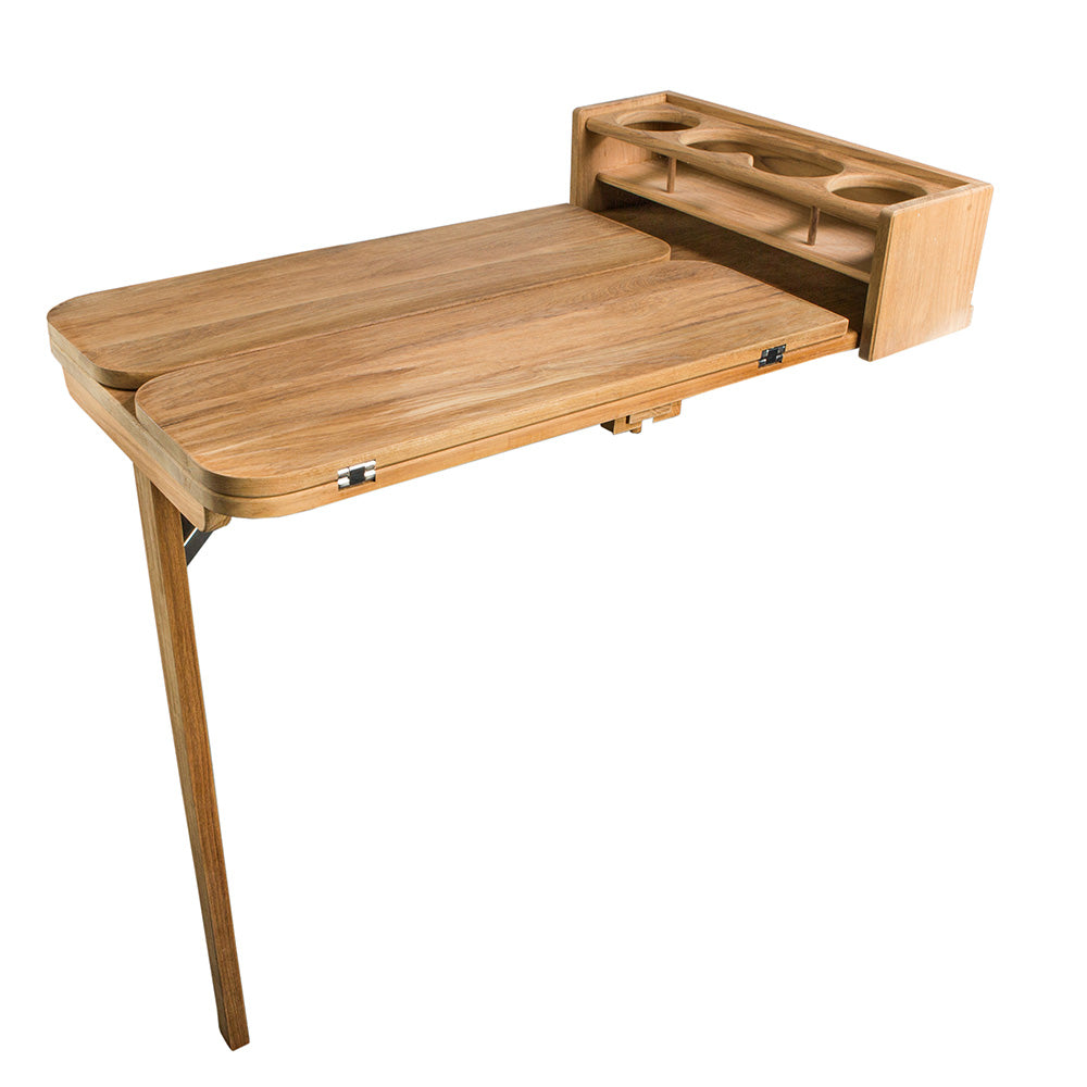 Table de cockpit Whitecap avec abattants et 4 porte-gobelets - Teck