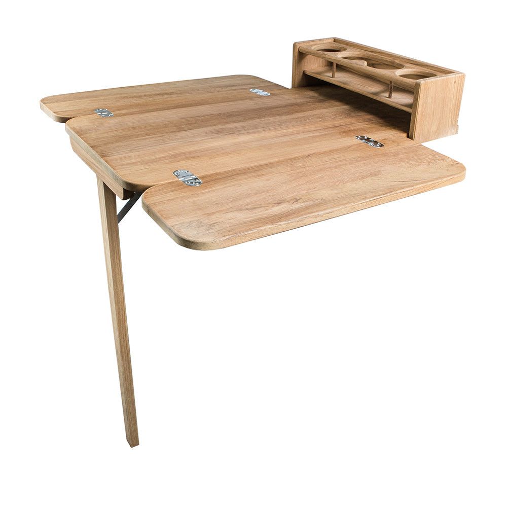 Table de cockpit Whitecap avec abattants et 4 porte-gobelets - Teck