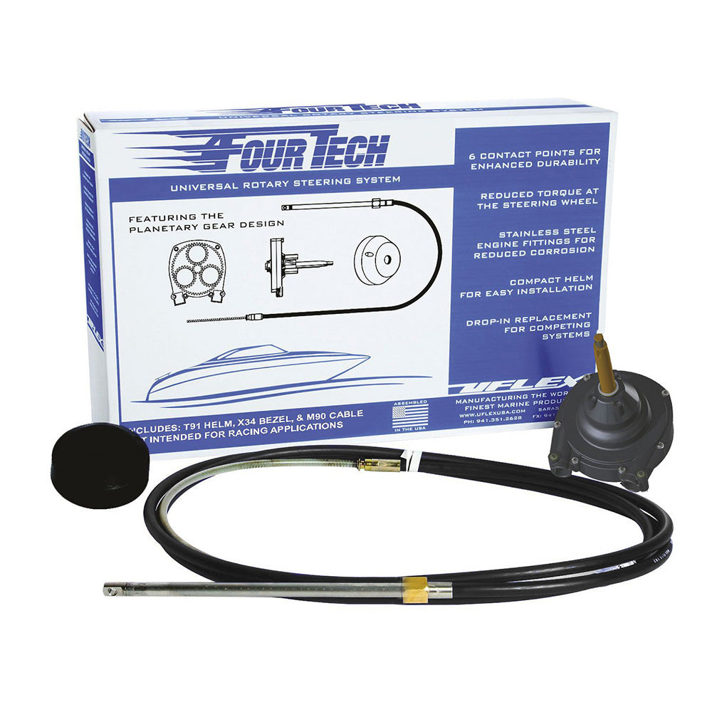 Uflex Fourtech 16 Black Mach Rotary Steering System w/Helm, Bezel Cable