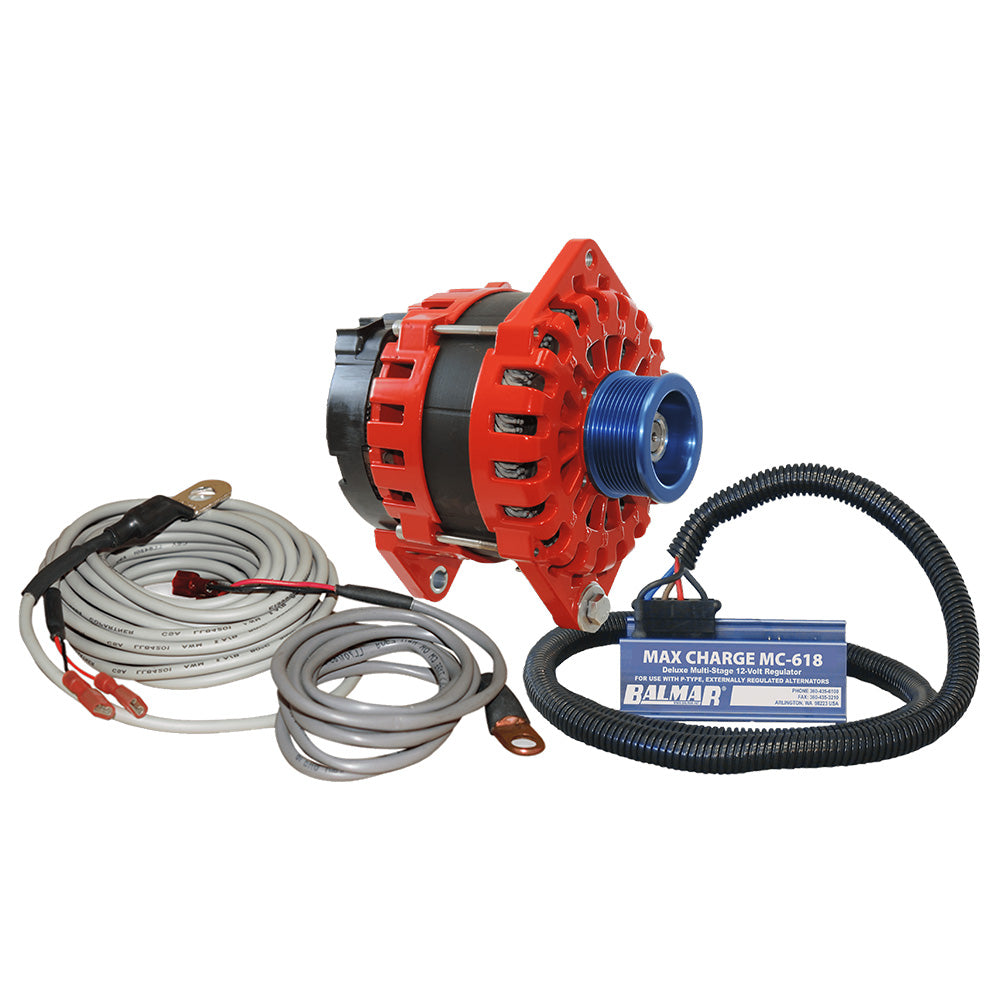 Balmar Alternator 250 AMP Kit 12V 3.15" Dual Foot Saddle J10 Pulley Regulator Temp Sensor