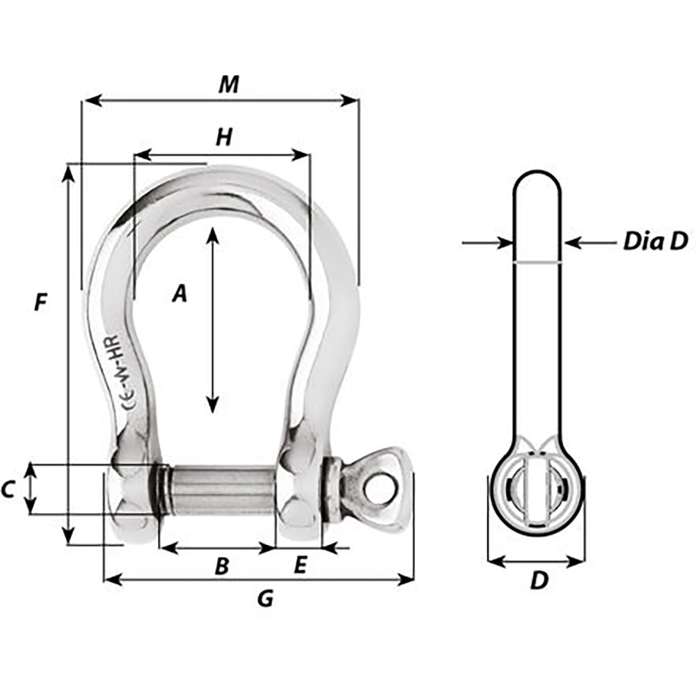 Manille lyre Wichard HR - Diamètre de l'axe 12 mm